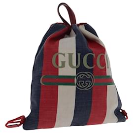 Gucci-GUCCI Backpack Canvas Blue Red 473872 Auth 94433-Red,Blue