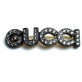 Fermaglio per capelli con strass Gucci Nero