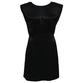 Ba&Sh Mini Scoop Neck Backless Dress in Black Satin Black
