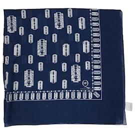 Alexander Mcqueen-McQ by Alexander McQueen Razor Blade-Print Scarf in Blue Cotton -Blue,Navy blue