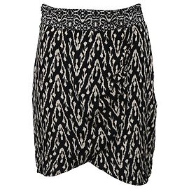 Saia mini com efeito envolvente impressa Ba&Sh Iliade em viscose preta e branca Multicor