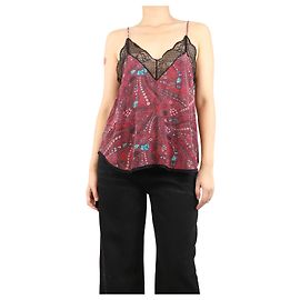 Zadig & Voltaire Top de encaje burdeos - talla S Roja