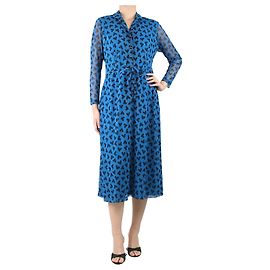 Anne Klein Robe midi imprimée bleue - taille S Bleu