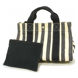 Hermès Hermes Handbag Cannes PM Canvas Black White