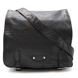 Balenciaga-Balenciaga Black Leather Shoulder Bag-Black