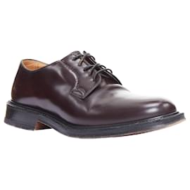 Church's-Church's Shannon burgundy smooth leather lace up classic loafers-Red,Dark red