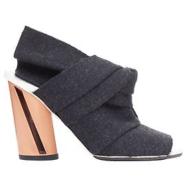 Proenza Schouler wool felt bow metallic heel mules Grey