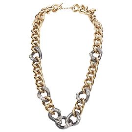 Collier géant en curb avec cristaux embellis en bronze de Lanvin Doré Métallisé
