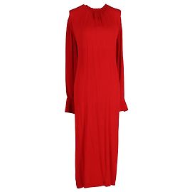 Robe maxi à manches longues avec lien à la taille Totême en viscose rouge Rouge