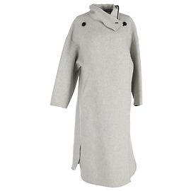 Isabel Marant Collared Single-Breasted Coat in Grey Wool Grey