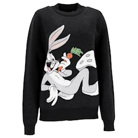 Schwarzer Wollpullover Alanui Bugs Bunny Schwarz