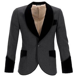Grau Woll Einreiher mit Schalkragen von Dolce & Gabbana Grau