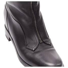 Christian Louboutin-Botte de équitation à talon dissimulé en cuir avec fermeture éclair avant Christian Louboutin-Noir