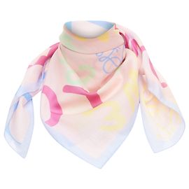 Bufanda cuadrada de algodón y seda multicolor con estampado de logo Loewe Rosa