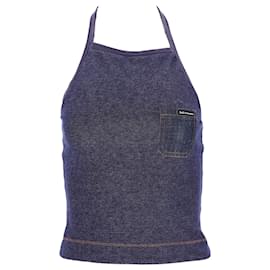 Dolce & Gabbana- Dolce & Gabbana Halter Top in Blue Cotton Denim-Blue