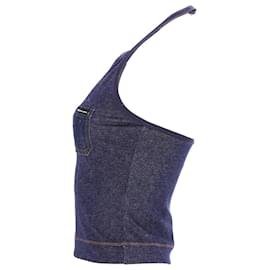 Dolce & Gabbana- Dolce & Gabbana Halter Top in Blue Cotton Denim-Blue
