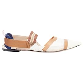 Fendi-Fendi Colibri navy Trk mesh point toe flats-Blue,Navy blue