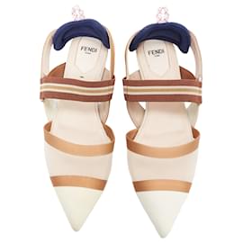 Fendi-Fendi Colibri navy Trk mesh point toe flats-Blue,Navy blue