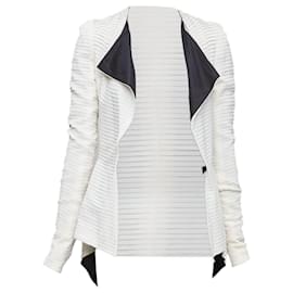 Autre Marque-Gareth Pugh Runway plisse silk draped biker-White,Cream
