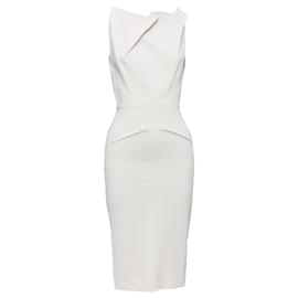 Roland Mouret-Roland Mouret beige origami pleat back zip shift dress-Brown,Beige