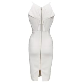Roland Mouret-Roland Mouret beige origami pleat back zip shift dress-Brown,Beige
