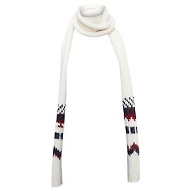 Saint Laurent Hedi Slimane virgin wool aztec long wrap scarf White Cream