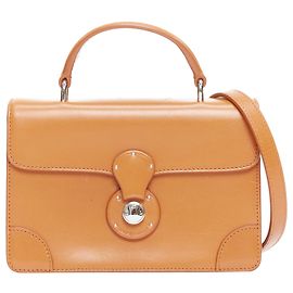 Bolsa crossbody em couro tan com hardware Ralph Lauren Ricky e alça superior Marrom Bege