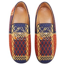Mocassini intrecciati Loewe Anagram blu navy e giallo Multicolore