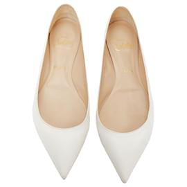 Christian Louboutin-Christian Louboutin off leather point toe flat shoes-White