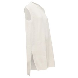 Robe pull sans manches en coton cachemire soie beige Jil Sander Blanc Écru