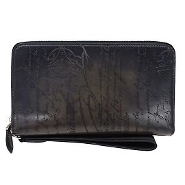 Cartera larga para hombre Berluti en cuero negro Negro