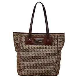 Fendi-Fendi Zucchino Handbag Tote Bag-Brown
