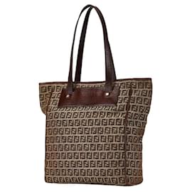 Fendi-Fendi Zucchino Handbag Tote Bag-Brown