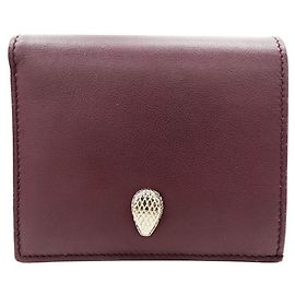 Bulgari Cartera de cuero Serpenti para mujeres Bvlgari Burdeos