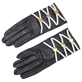 Hermès-Hermes Serie Button Gloves-Navy blue