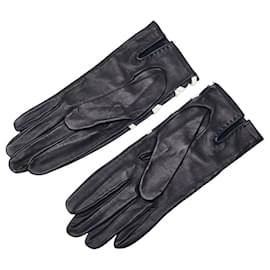 Hermès-Hermes Serie Button Gloves-Navy blue