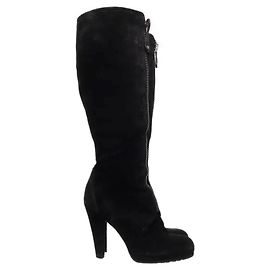 Botas Gucci de couro e pele pretas Preto