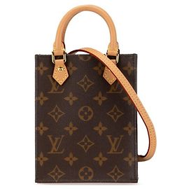 Louis Vuitton Monogram Petite Sac Plat Handtasche Braun Monogramm