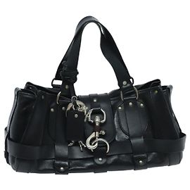 Chloé Kerala Borsa a mano in pelle nera argento Auth mr610 Nero Argento