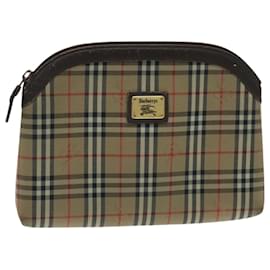 Autre Marque-Burberrys Nova Check Clutch Bag Canvas Beige Auth 94259-Beige