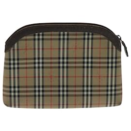 Autre Marque-Burberrys Nova Check Clutch Bag Canvas Beige Auth 94259-Beige