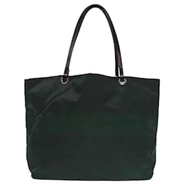Fendi-FENDI Hand Bag Nylon Khaki Brown Silver Auth ti2137-Brown,Silvery,Khaki