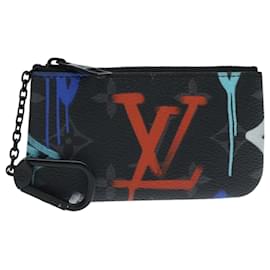 Louis Vuitton-LOUIS VUITTON Monogram Eclipse Multicolor Pochette Cles Purse M81795 Auth 96003-Multiple colors