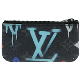 Louis Vuitton-LOUIS VUITTON Monogram Eclipse Multicolor Pochette Cles Purse M81795 Auth 96003-Multiple colors