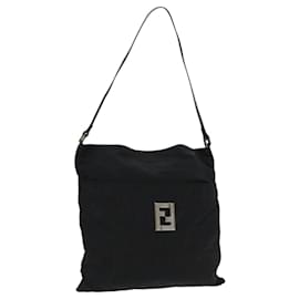 Fendi-FENDI Zucca Canvas Shoulder Bag Nylon Black Silver Auth ep6025-Black,Silvery