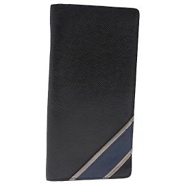 LOUIS VUITTON Taiga Brazza Cartera Larga Ardoise M64012 Auth bs18707 Gris