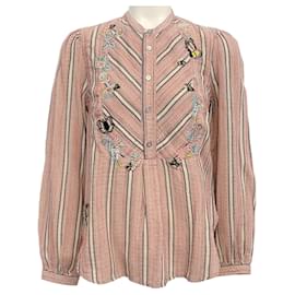 Zadig & Voltaire Red Multi Teda Raye Embroidered Blouse Multiple colors