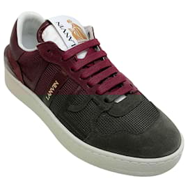 Lanvin-Lanvin Burgundy Clay Low Top Sneakers-Red