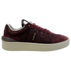 Lanvin-Lanvin Burgundy Clay Low Top Sneakers-Red