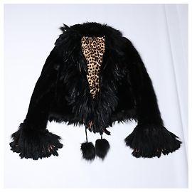 Giacca di pelliccia nera Roberto Cavalli, taglia 44 Nero